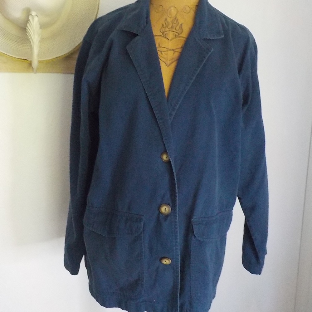 Blue Unconstructed Cotton Blazer